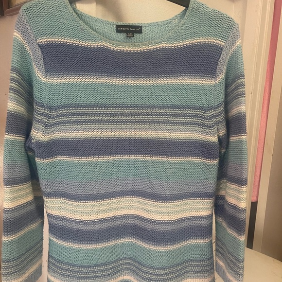 Carolyn Taylor Sweaters - Women's Striped Blue Sweater